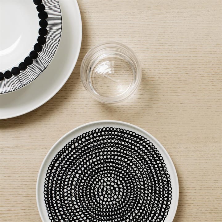 Räsymatto plate 20 cm, 6-pack - black-white (small dots) - Marimekko