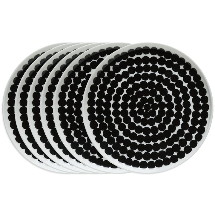 Räsymatto plate 20 cm, 6-pack - black-white - Marimekko