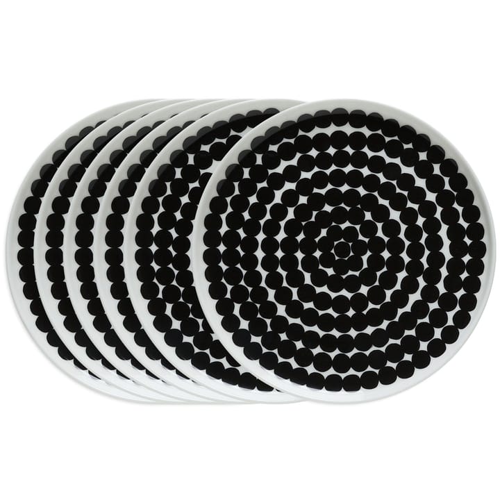 Räsymatto plate 20 cm, 6-pack black-white - undefined - Marimekko