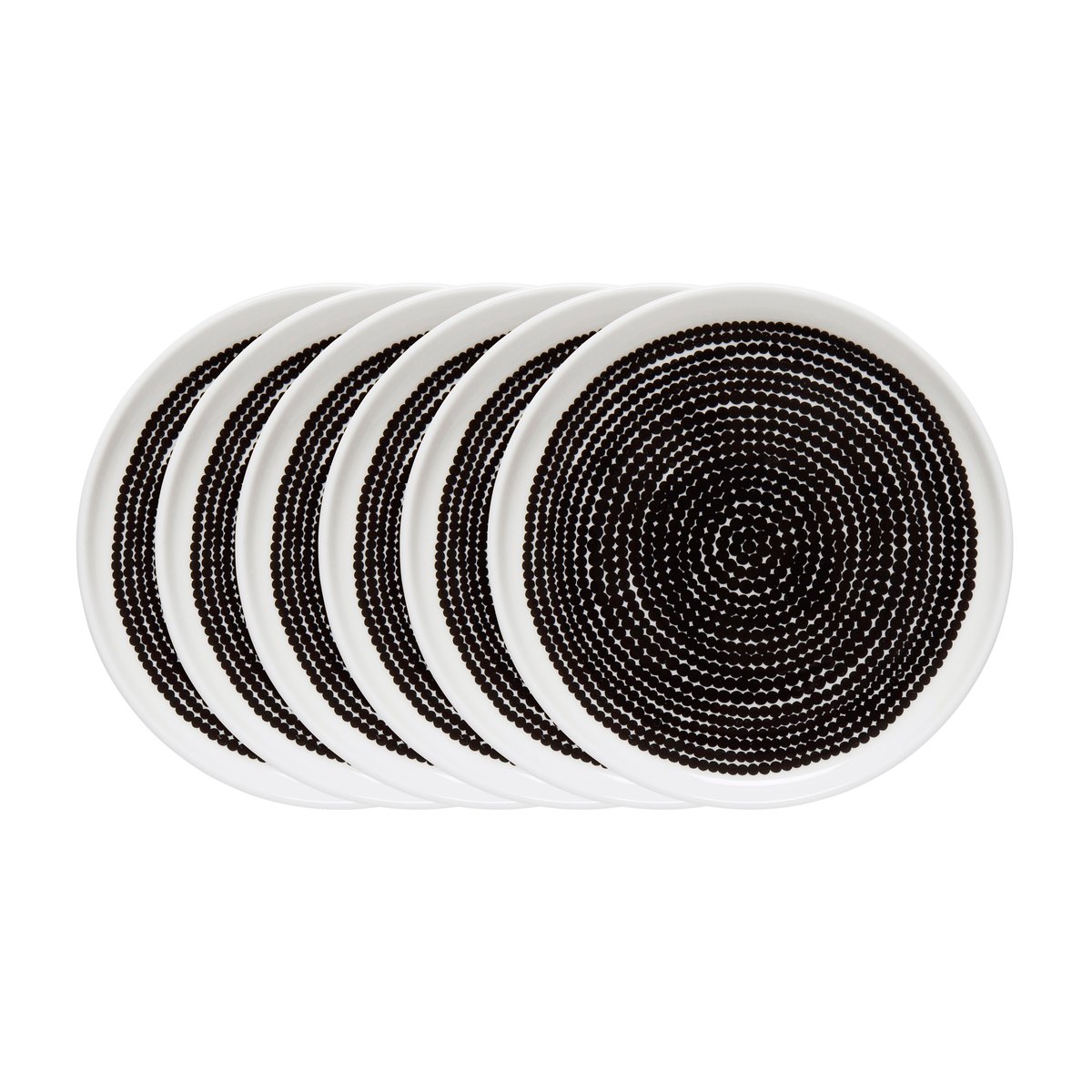 Marimekko Räsymatto plate o 25 cm - 6 pack small dots black white