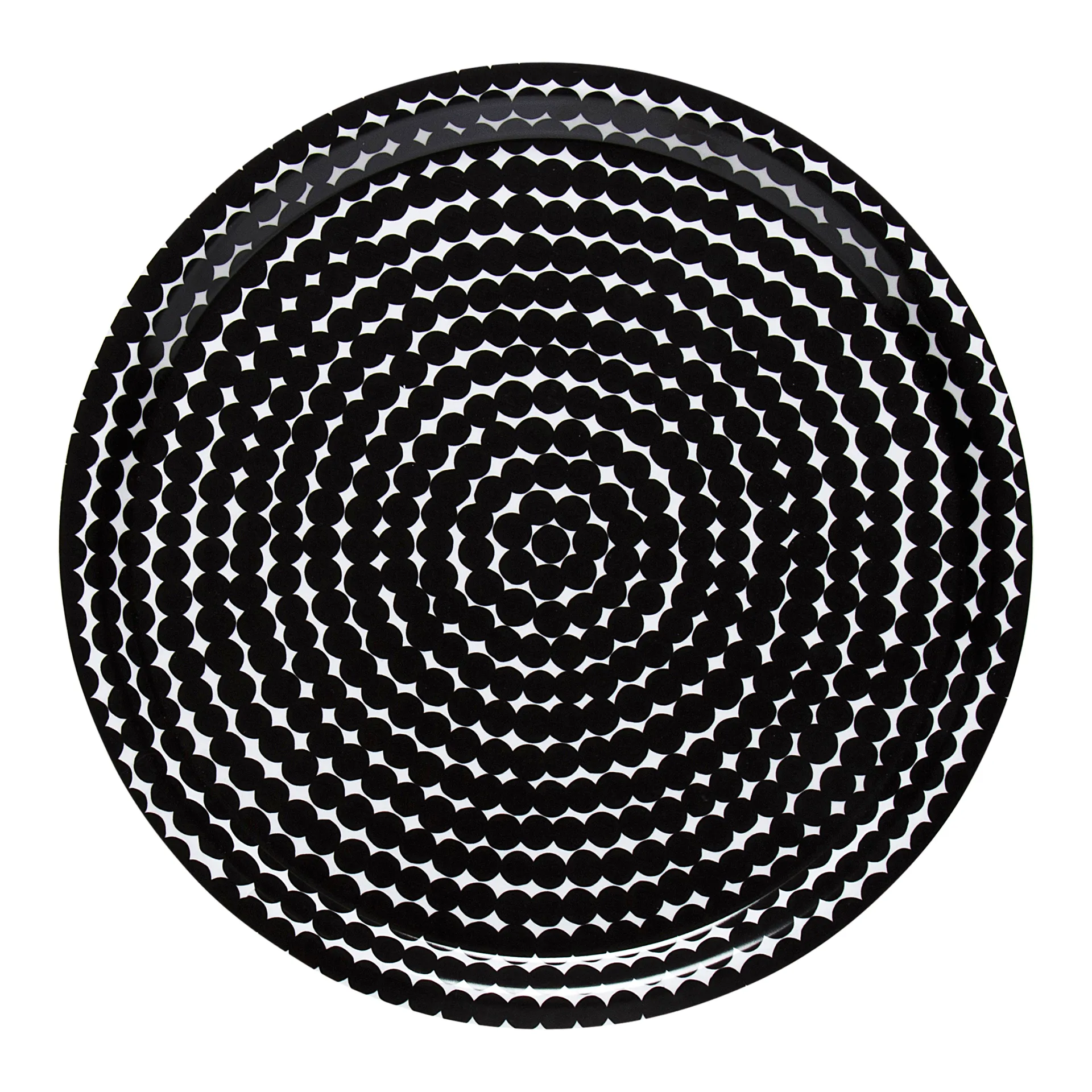 Räsymatto tray Ø31 cm, Black-white Marimekko