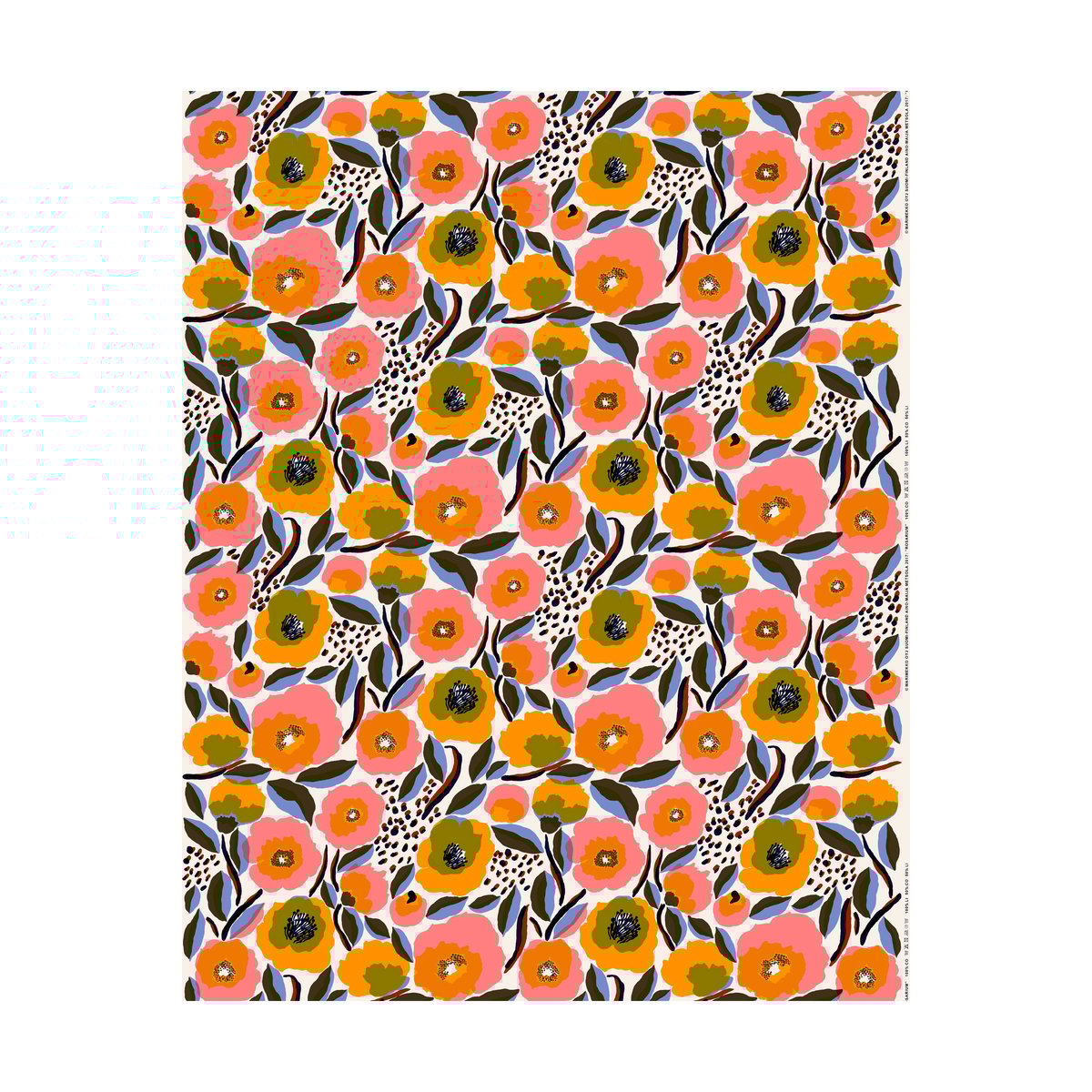 Marimekko Rosarium oilcloth White-red-yellow-blue