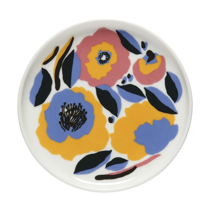 Rosarium plate 13.5 cm - white-red-yellow-blue - Marimekko