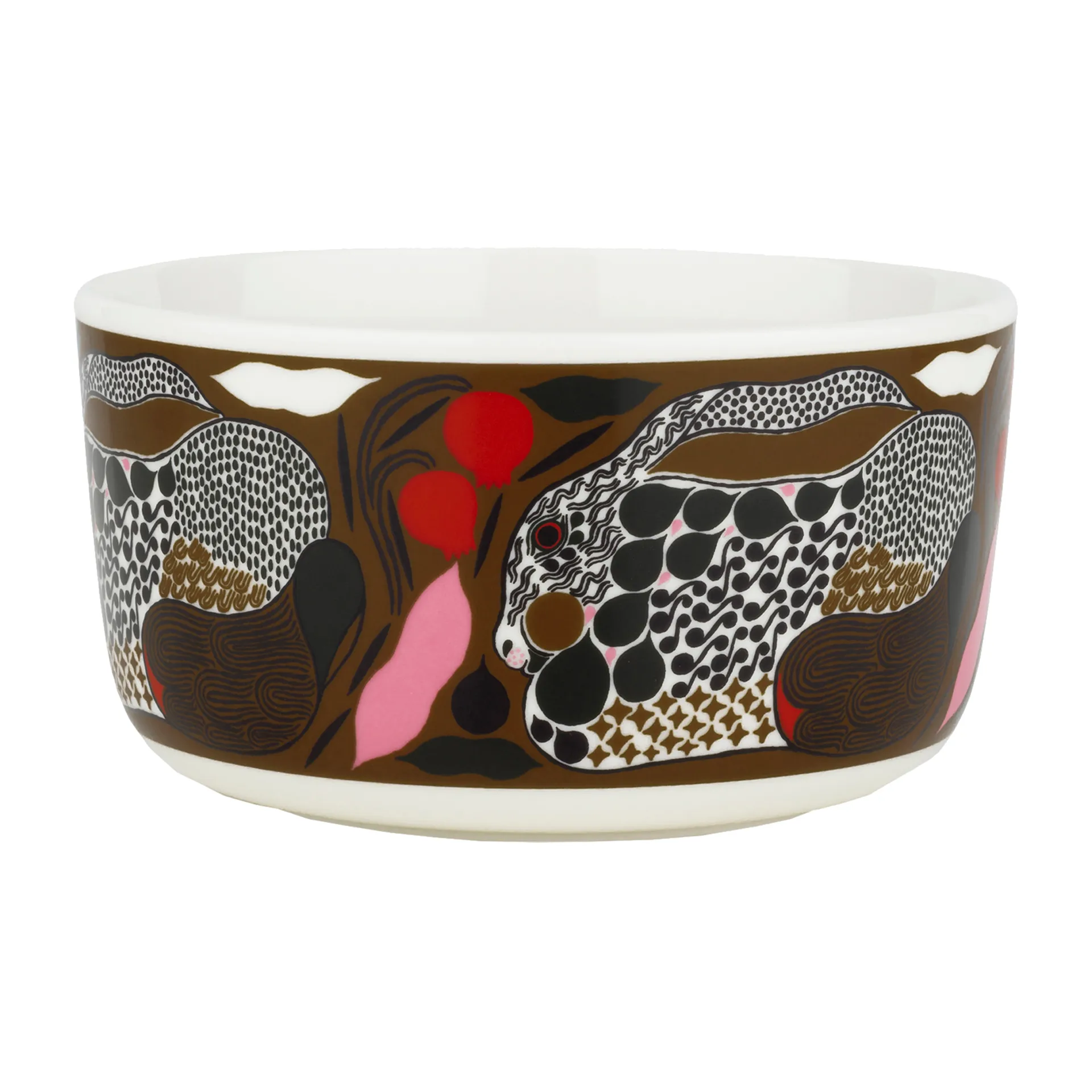 Rusakko bowl 50 cl, white-brown-green-red Marimekko