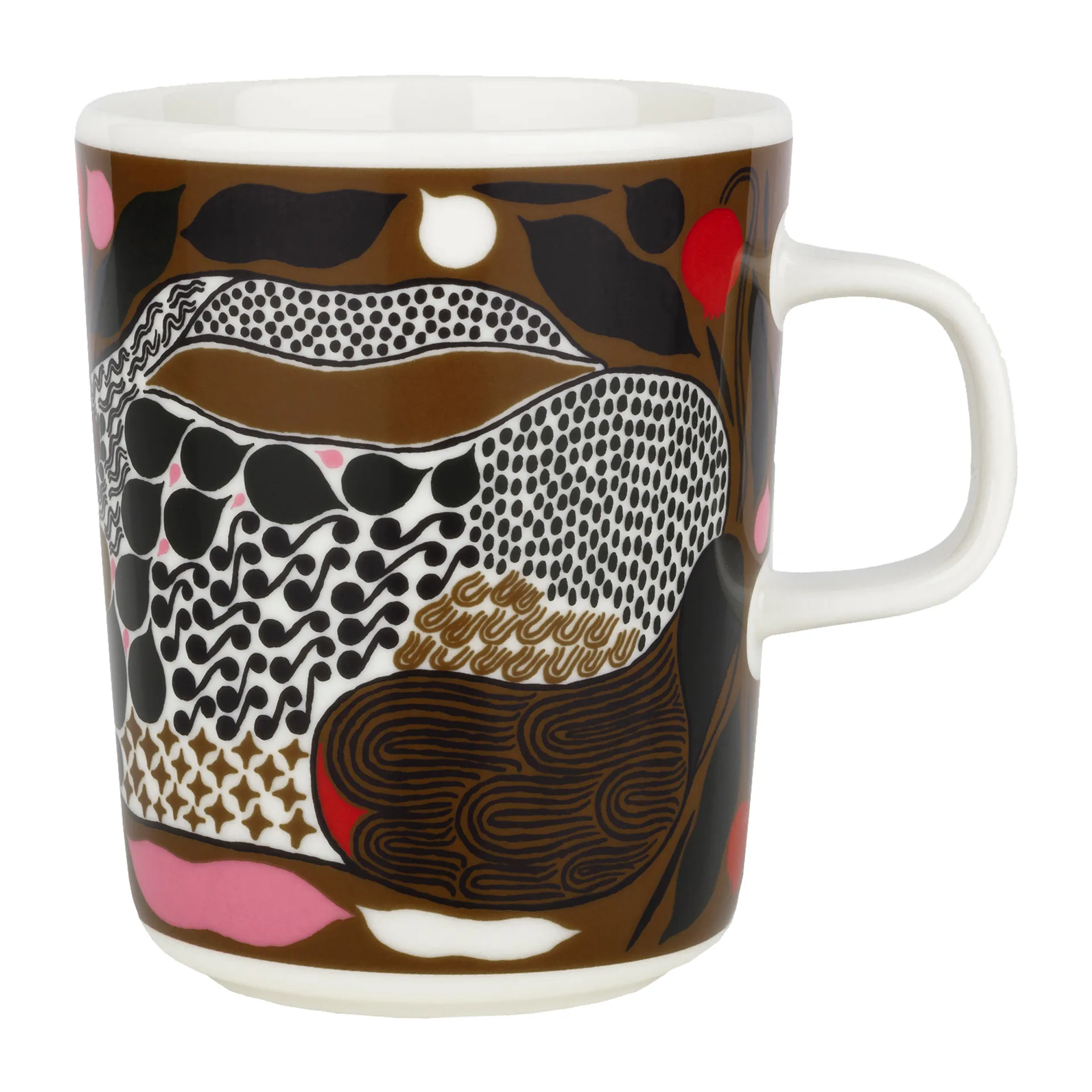 Rusakko mug 25 cl, white-brown-green-red Marimekko
