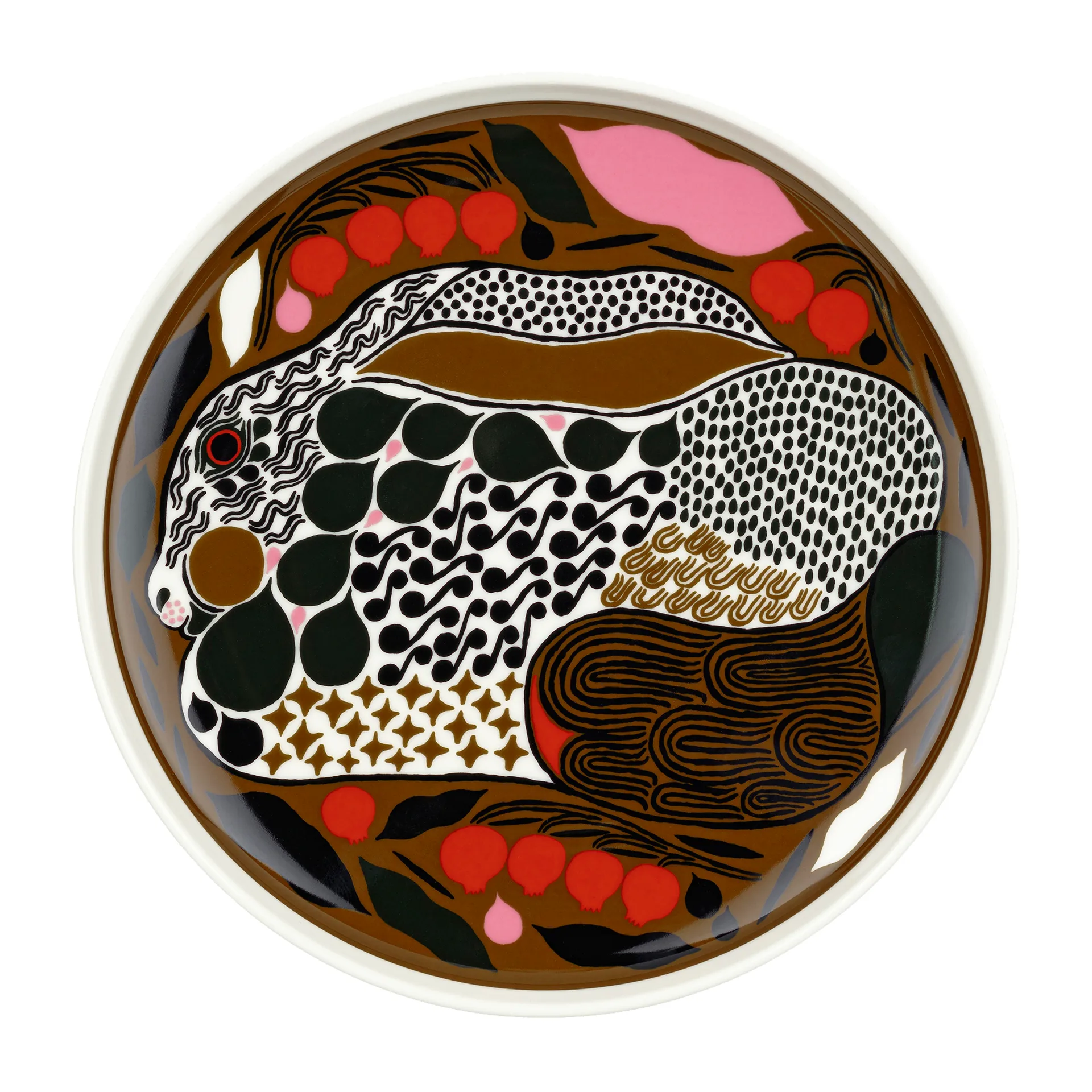 Rusakko small plate Ø20 cm, White-brown-green-red Marimekko