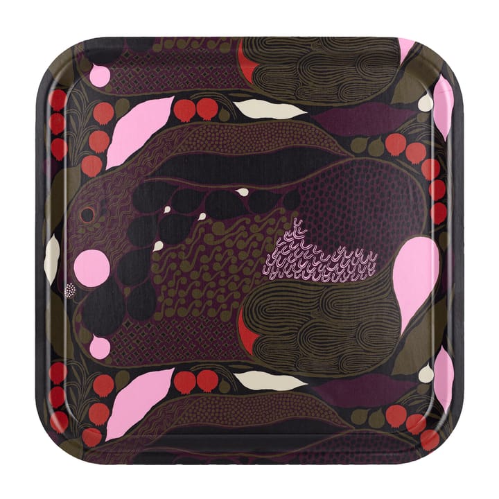 Rusakko tray 32x32 cm, Pink-brown Marimekko