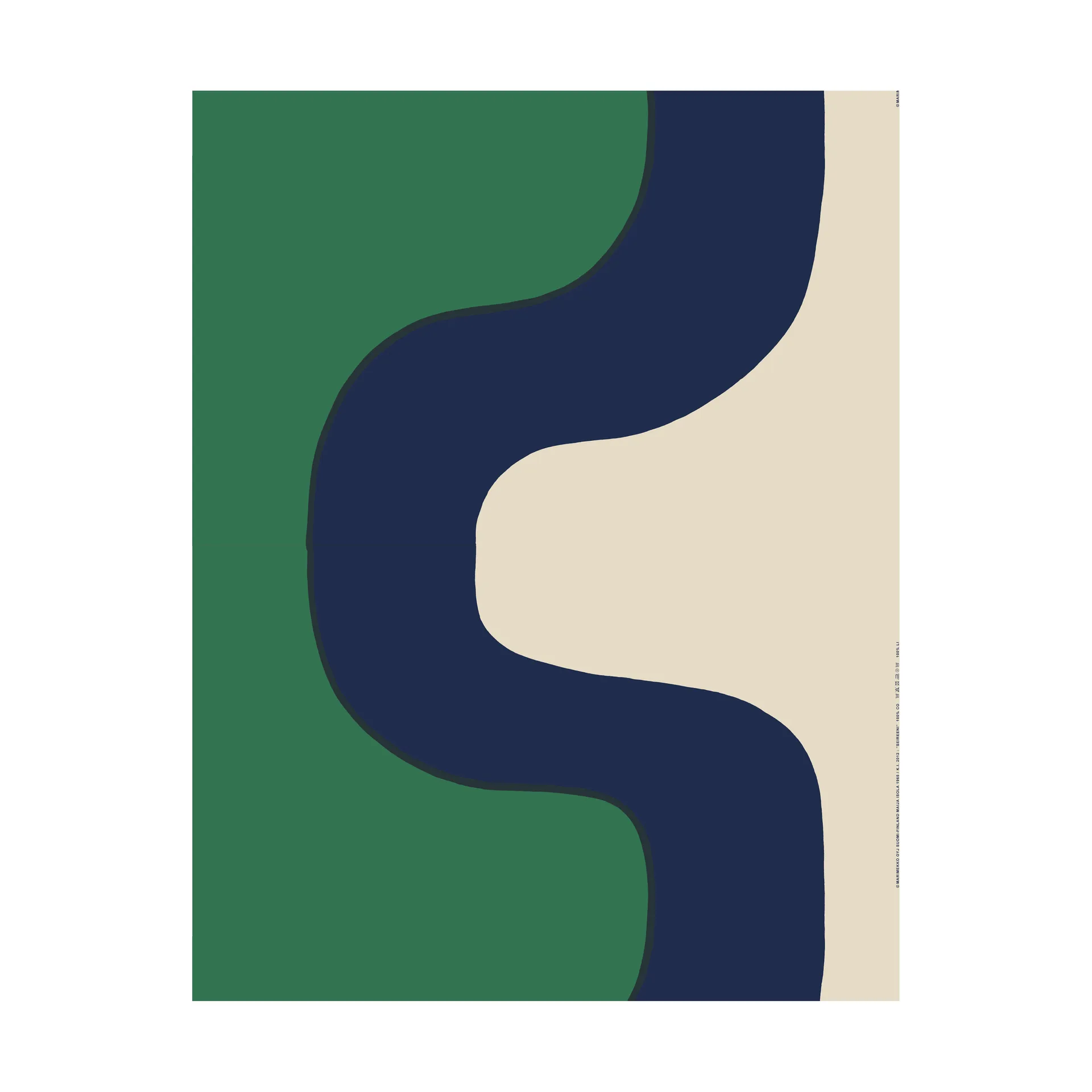 Seireeni fabric cotton-linen, Green-dark blue-linen Marimekko