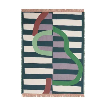 Siirto throw jacquard 140x180 cm - Powder-d. blue-l. blue-coral - Marimekko