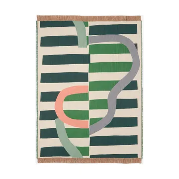 Siirto throw jacquard 140x180 cm - Powder-d. blue-l. blue-coral - Marimekko