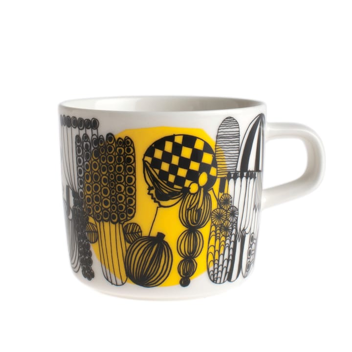 Siirtolapuutarha coffee cup 20 cl - white-black-yellow - Marimekko