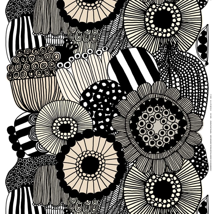 Siirtolapuutarha fabric cotton/linen - black-beige-white - Marimekko