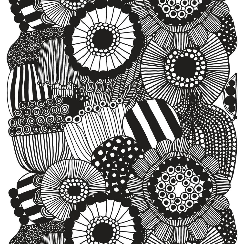 Siirtolapuutarha fabric, white-black Marimekko