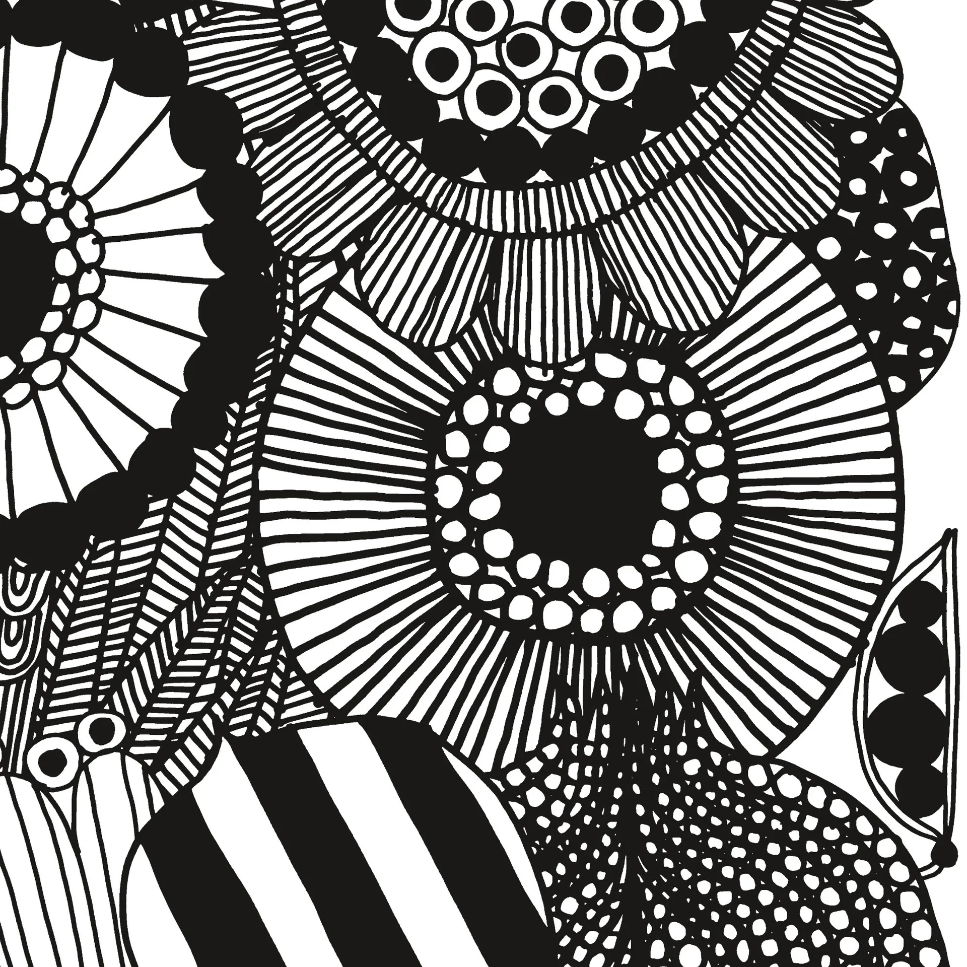 Siirtolapuutarha fabric, white-black Marimekko