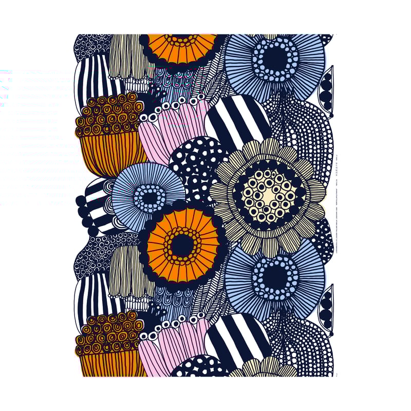 Marimekko Siirtolapuutarha fabric White-yellow-orange-light blue