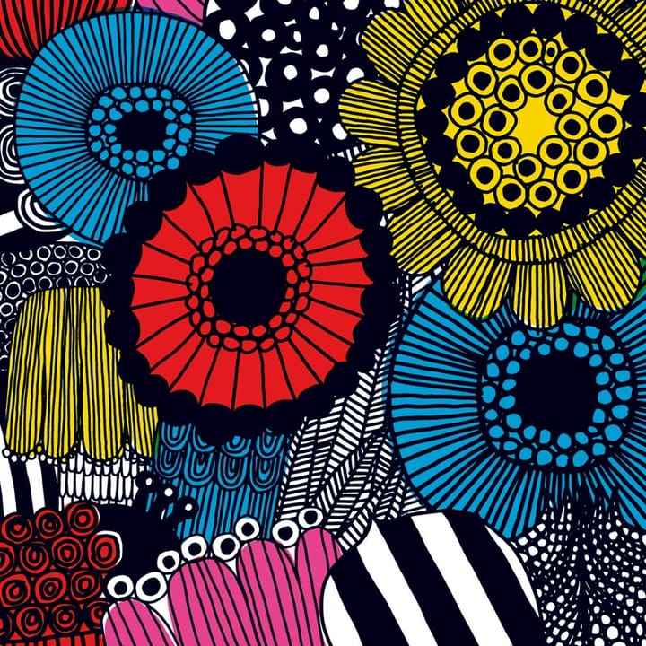 Siirtolapuutarha fabric, yellow-pink-blue Marimekko