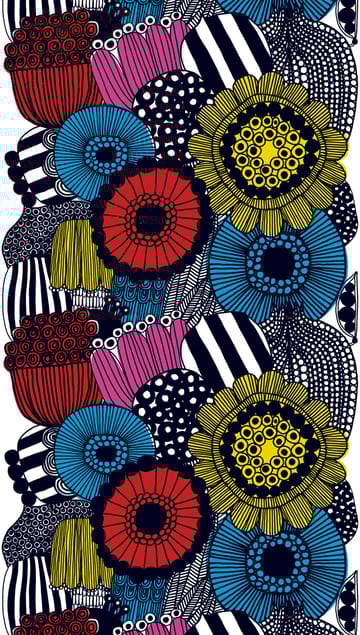 Siirtolapuutarha fabric - yellow-pink-blue - Marimekko