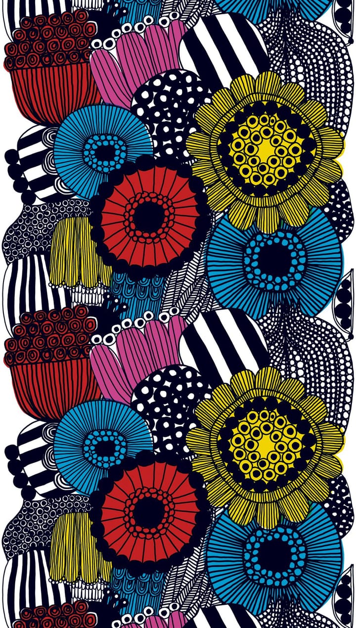 Siirtolapuutarha fabric, yellow-pink-blue Marimekko
