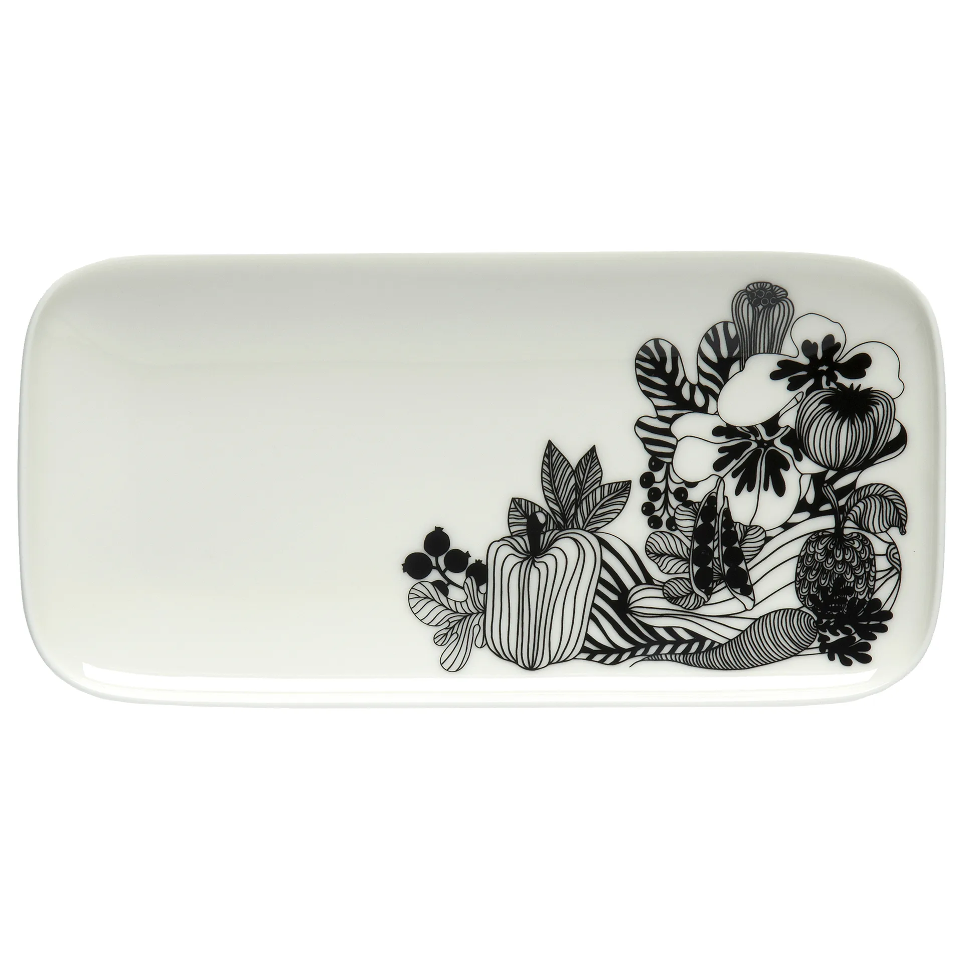 Siirtolapuutarha saucer 24.5x12 cm, black and white Marimekko