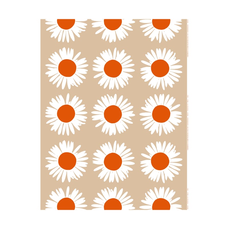 Marimekko Sunflower fabric for outdoor use Beige-Off white-tomato red