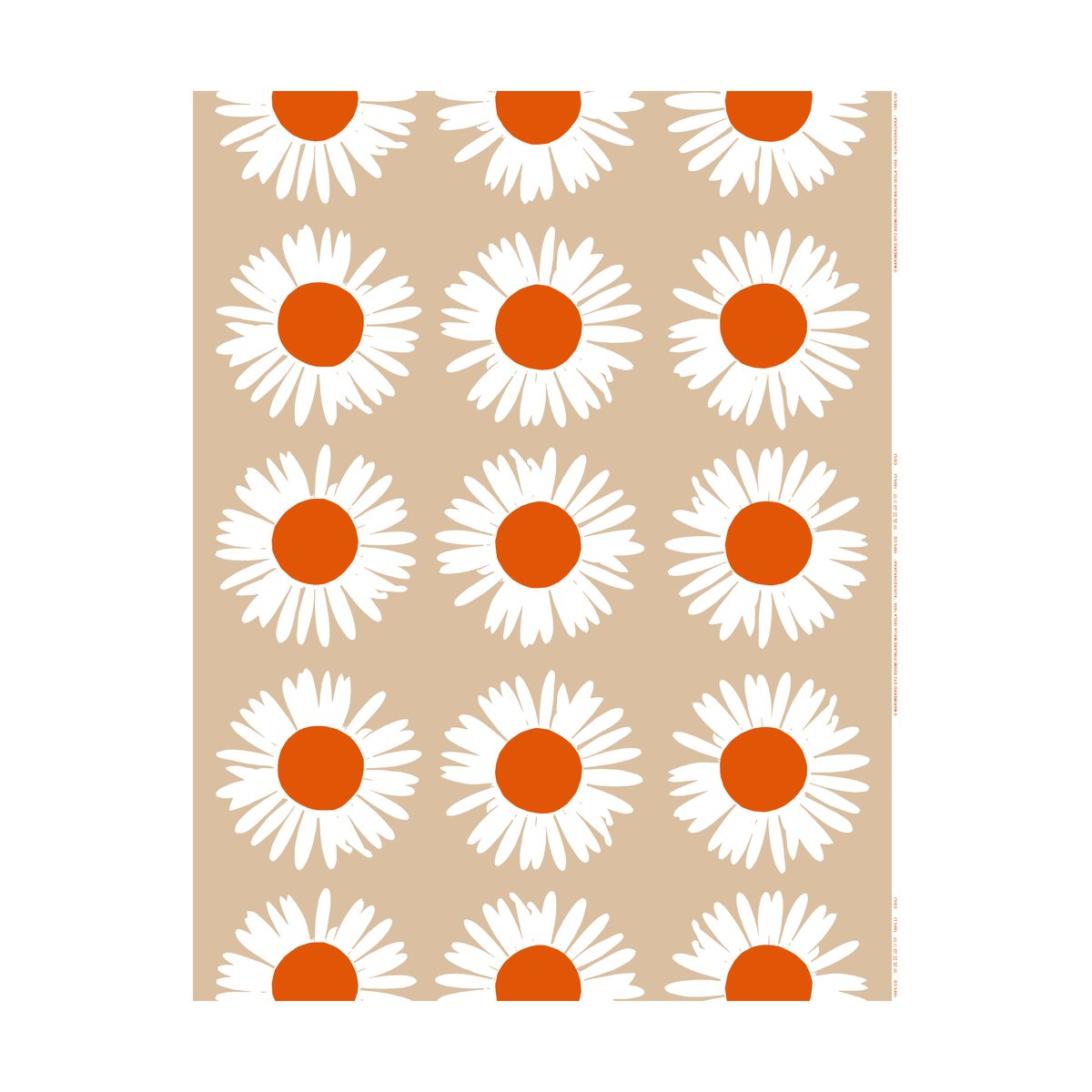 Marimekko Sunflower fabric for outdoor use Beige-Off white-tomato red