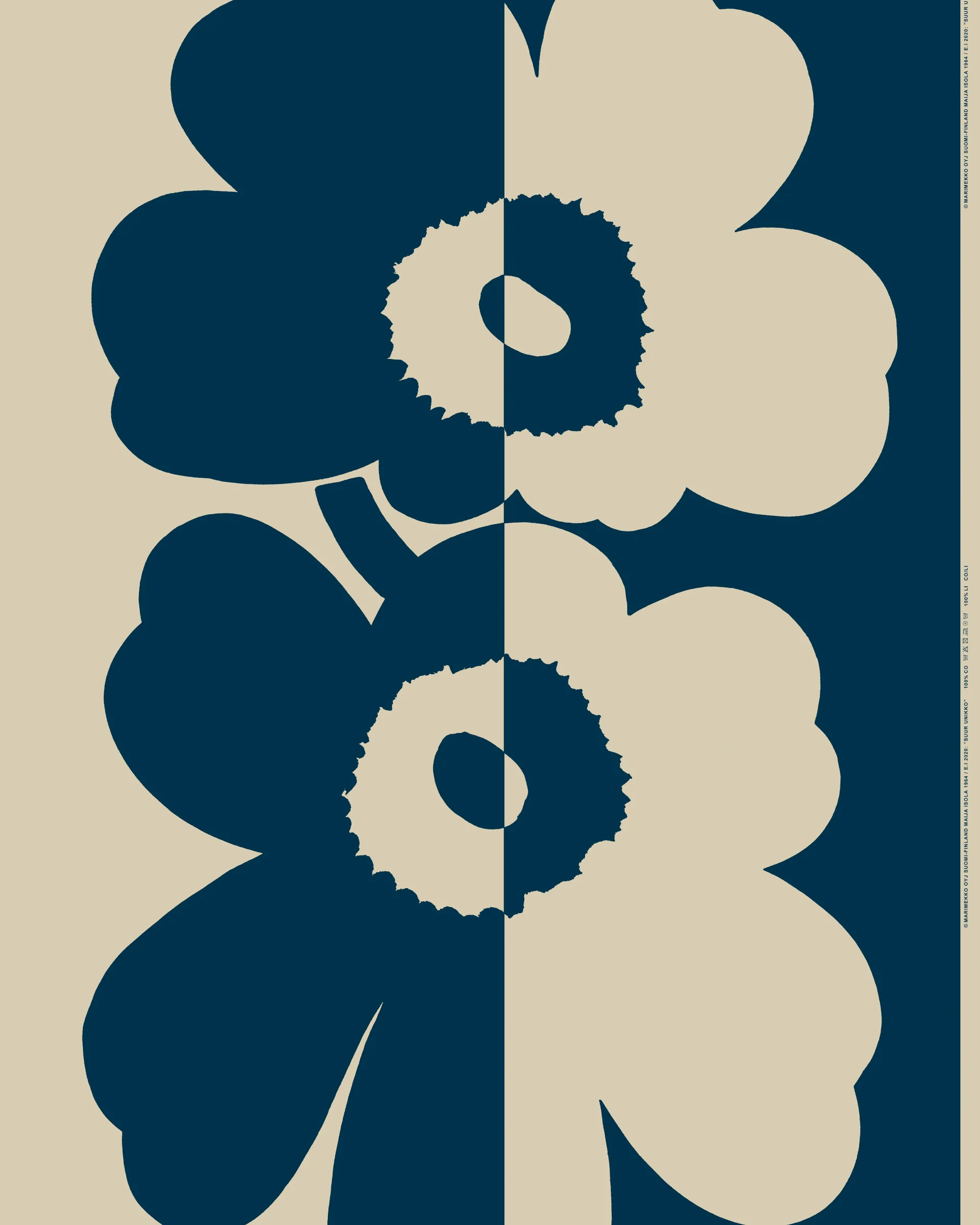Suur Unikko fabric, Beige-dark blue Marimekko