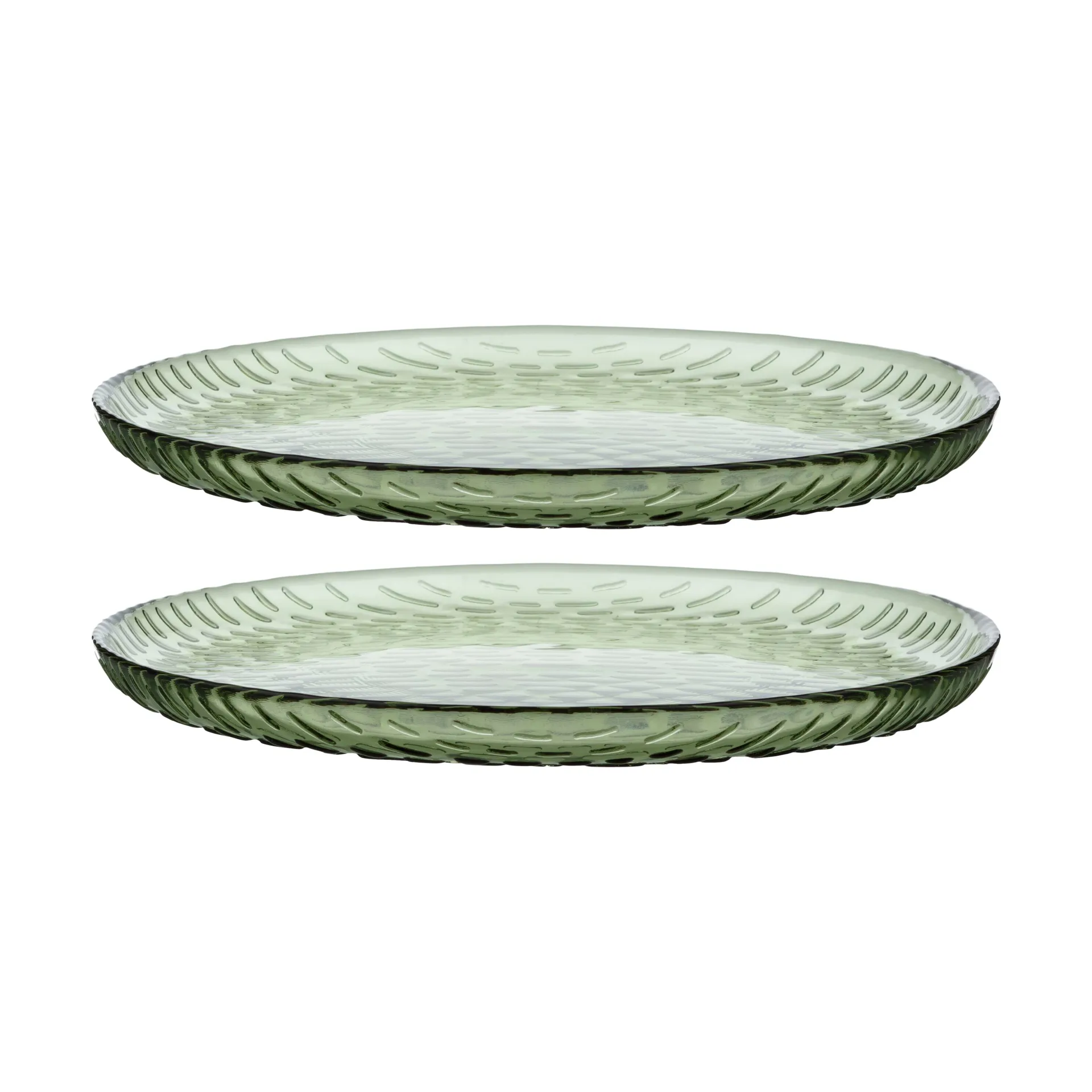 Syksy side plate glass Ø17 cm 2-pack, Olive Marimekko