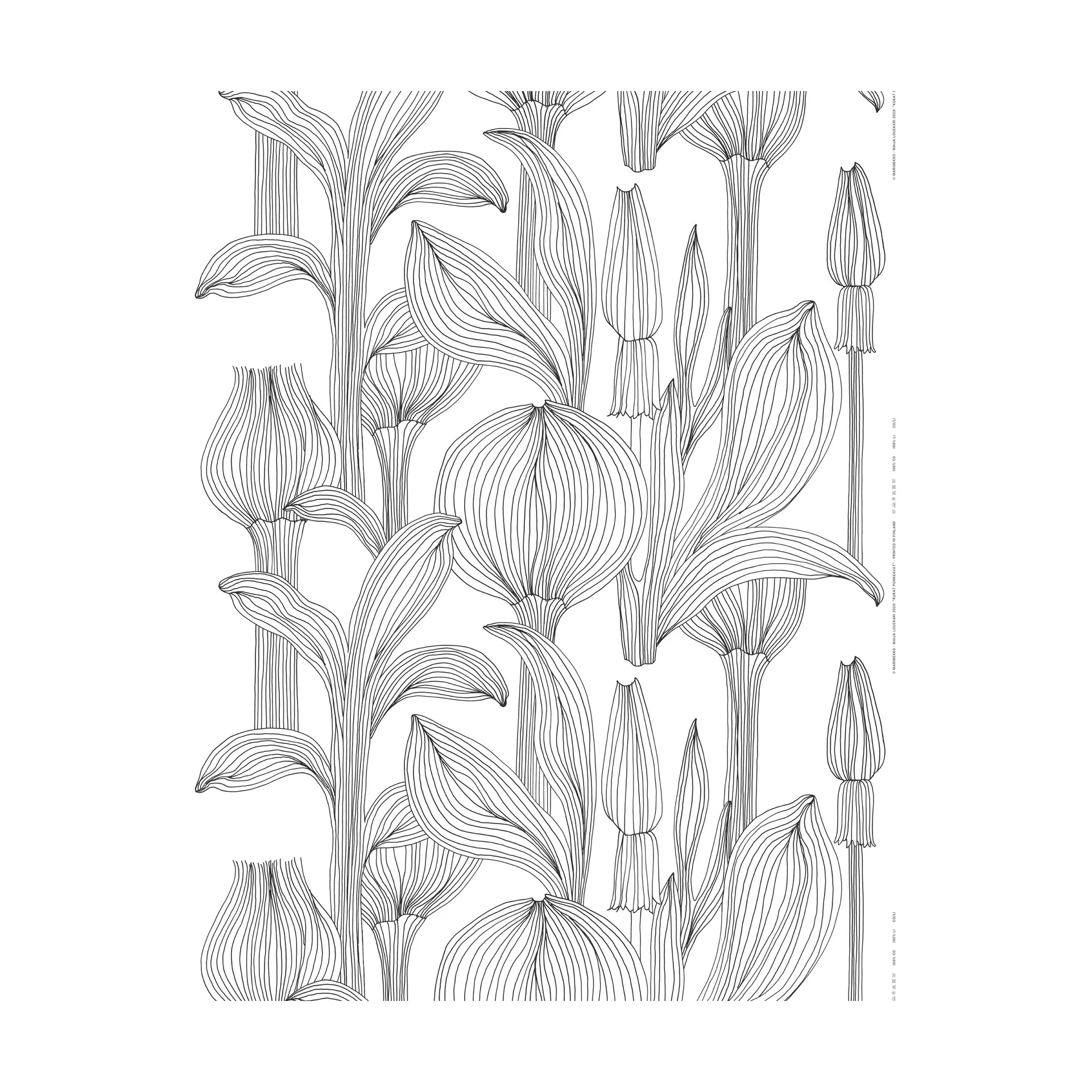 The Flowers Bloom cotton fabric, White-black Marimekko