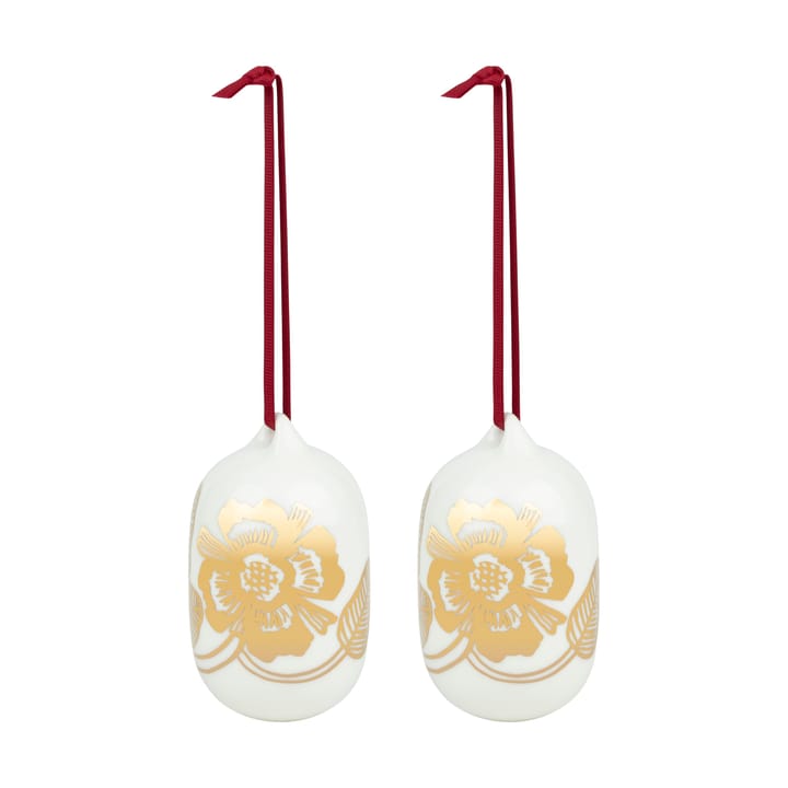 Tiara Christmas baubles 2025 6x9 cm - White-gold - Marimekko