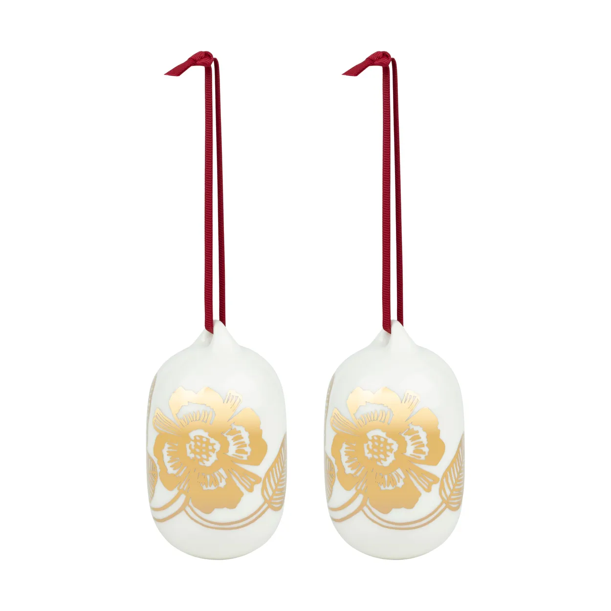 Marimekko Tiara Christmas baubles 2025 6x9 cm White-gold