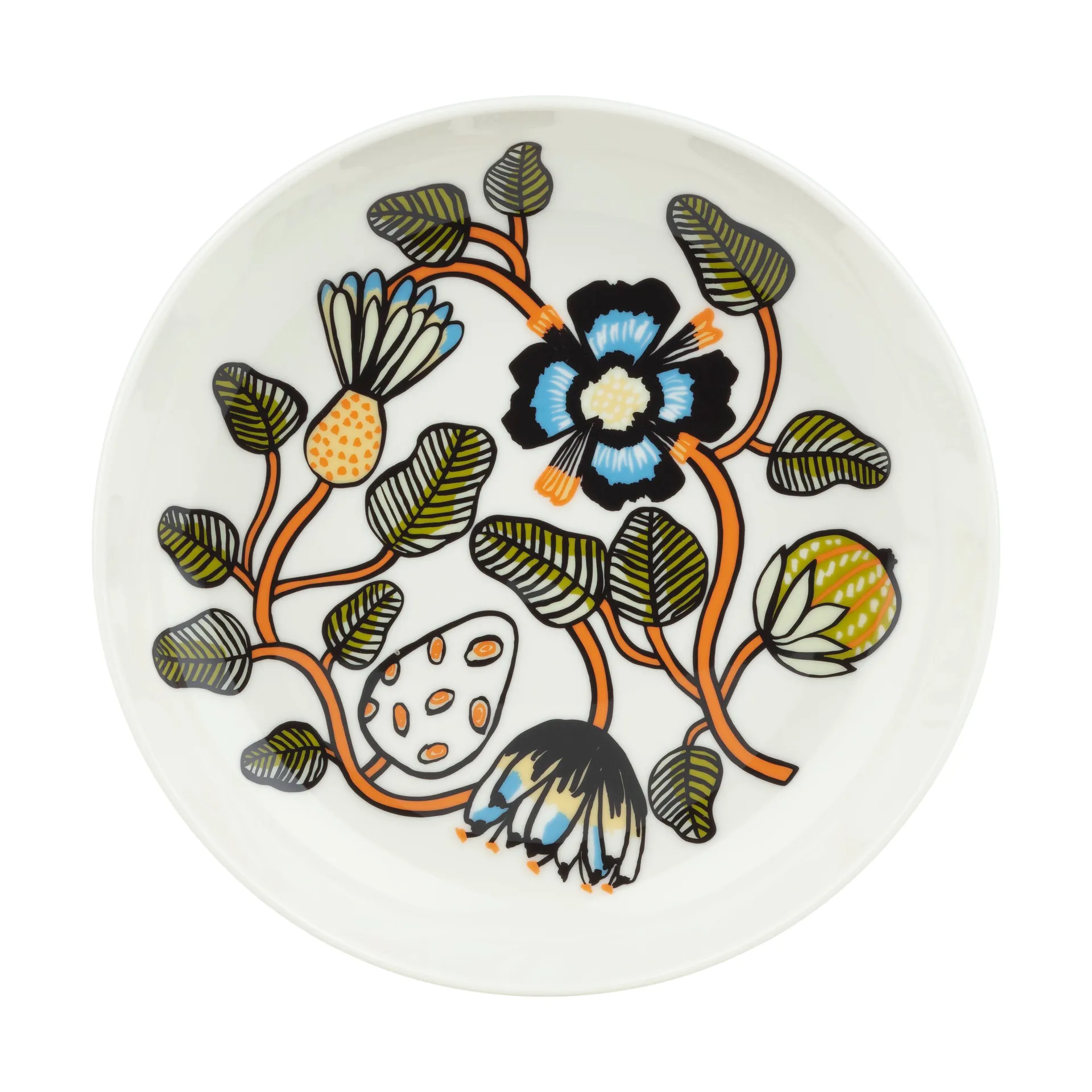 Tiara deep plate Ø20.5 cm, White-warm orange-green Marimekko