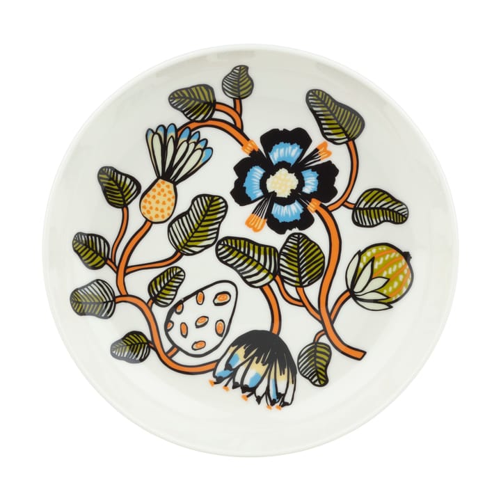 Tiara deep plate Ø20.5 cm - White-warm orange-green - Marimekko
