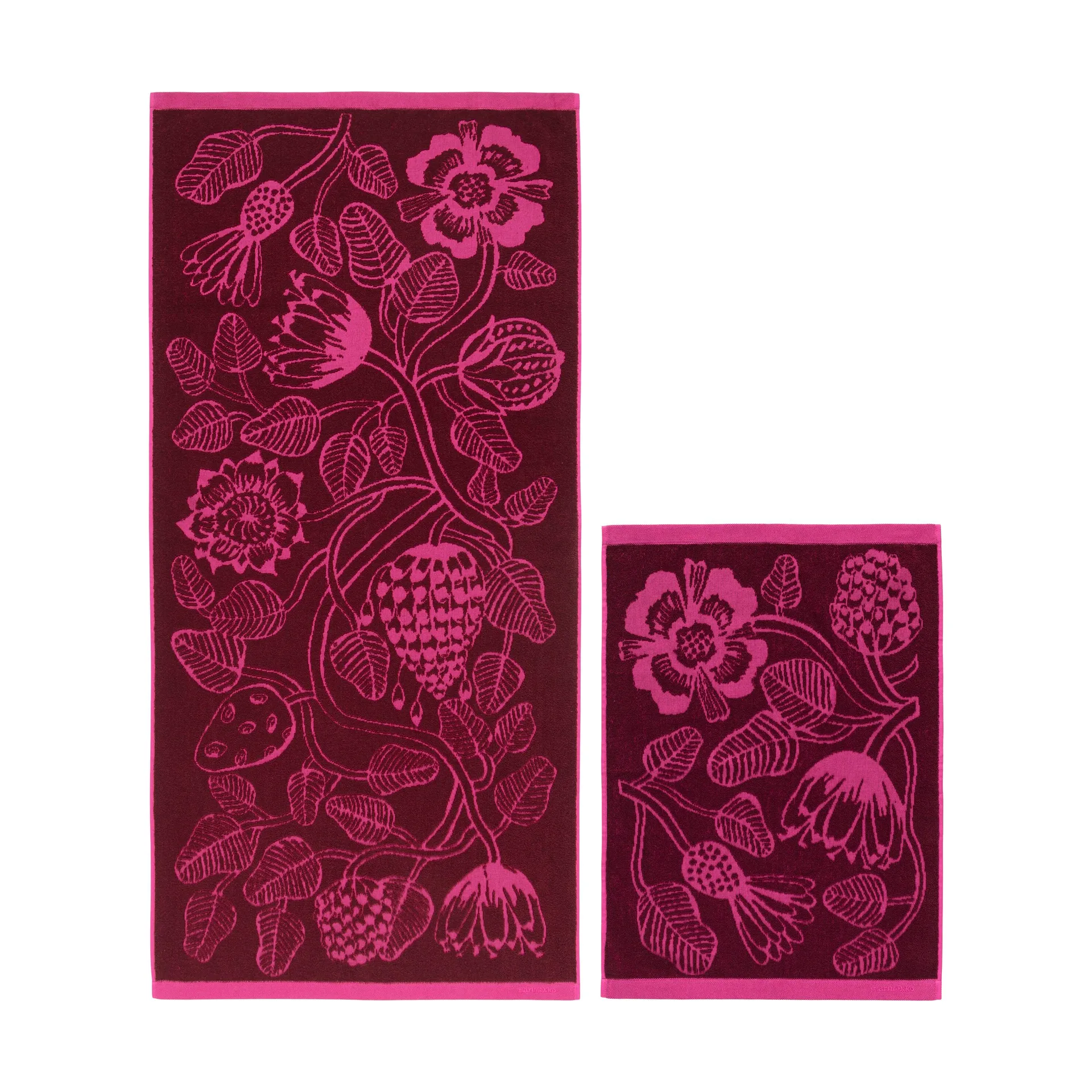 Tiara towel set 2 pieces, Burgundy-pink Marimekko