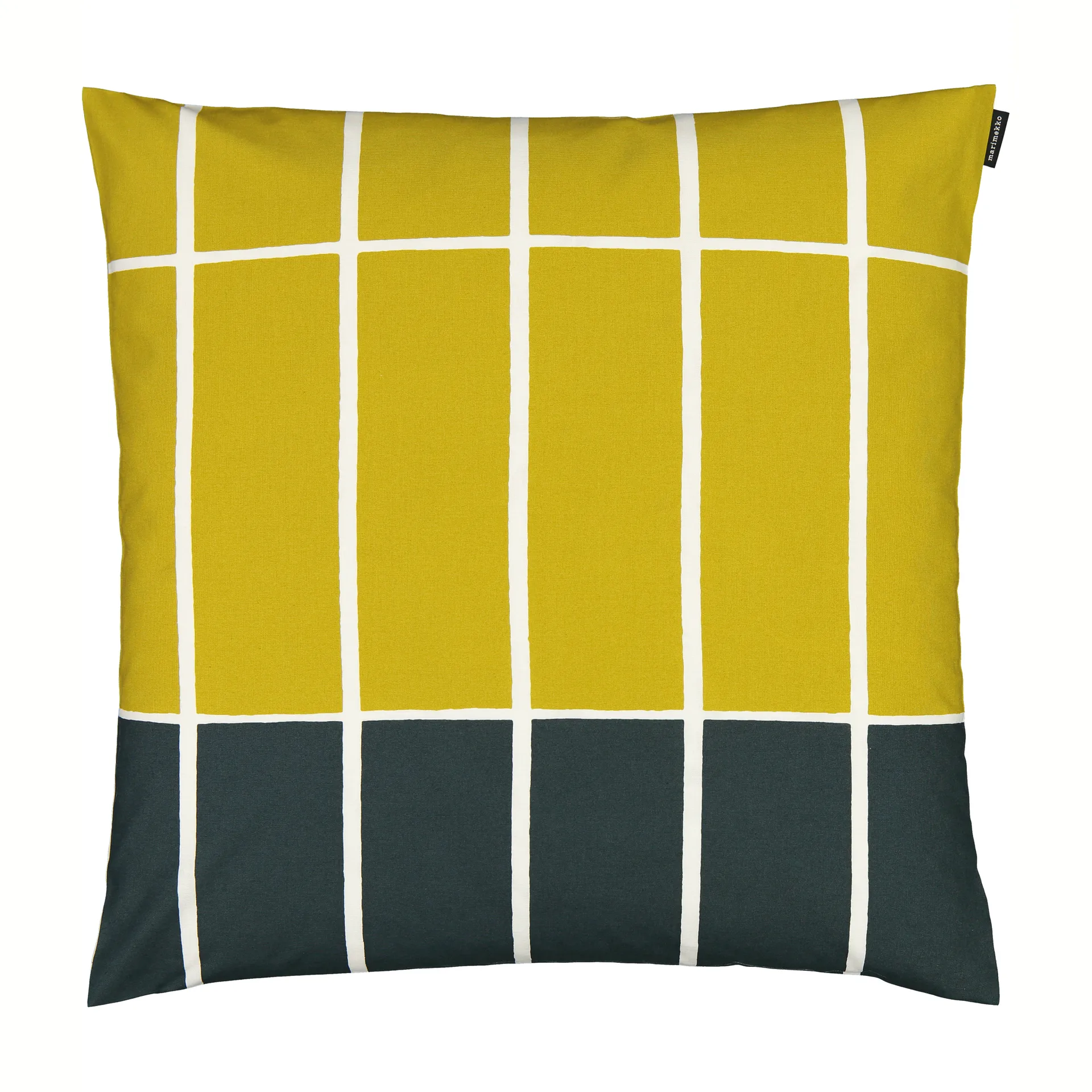 Tiiliskivi cushion cover 50x50 cm, yellow-dark green Marimekko