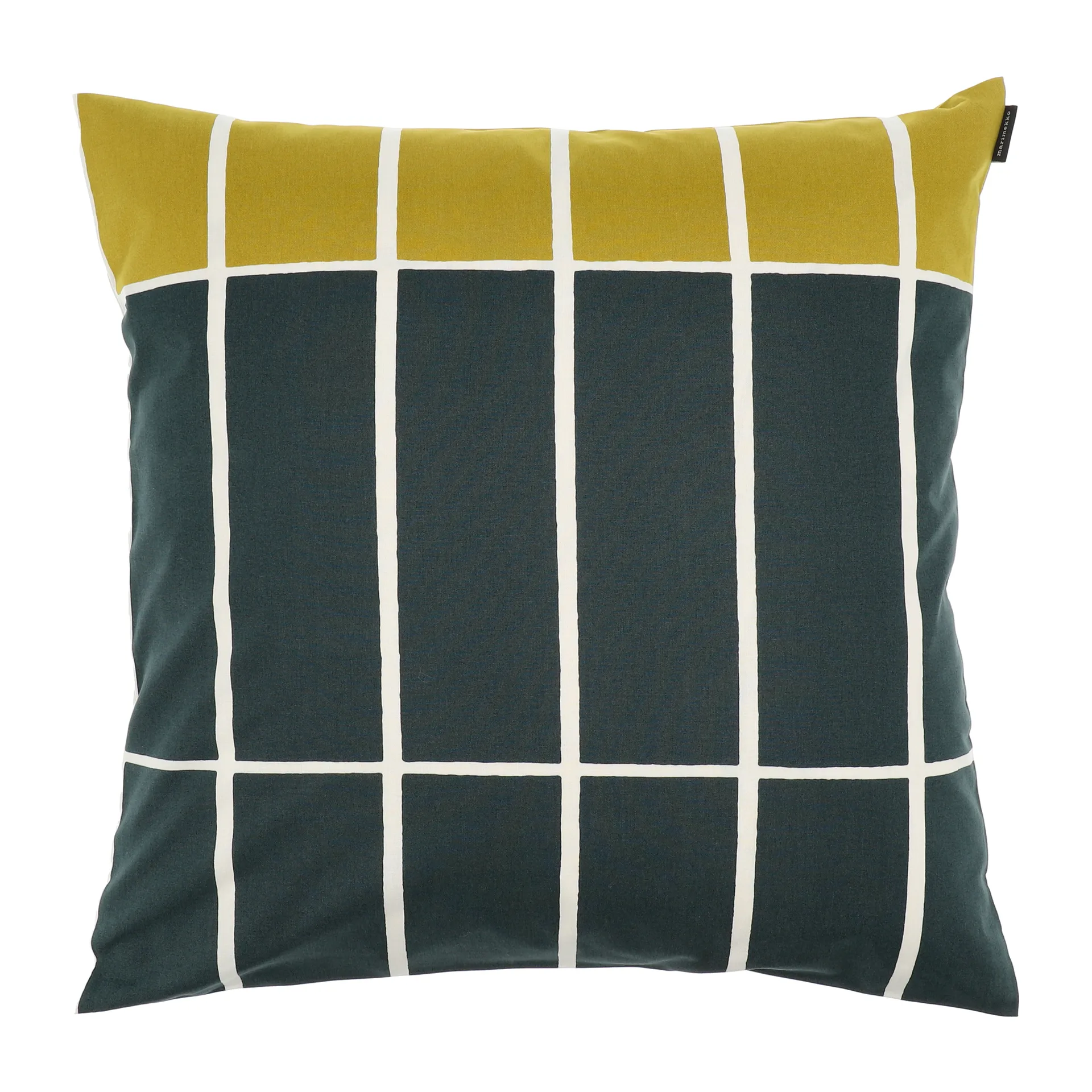 Tiiliskivi cushion cover 50x50 cm, yellow-dark green Marimekko