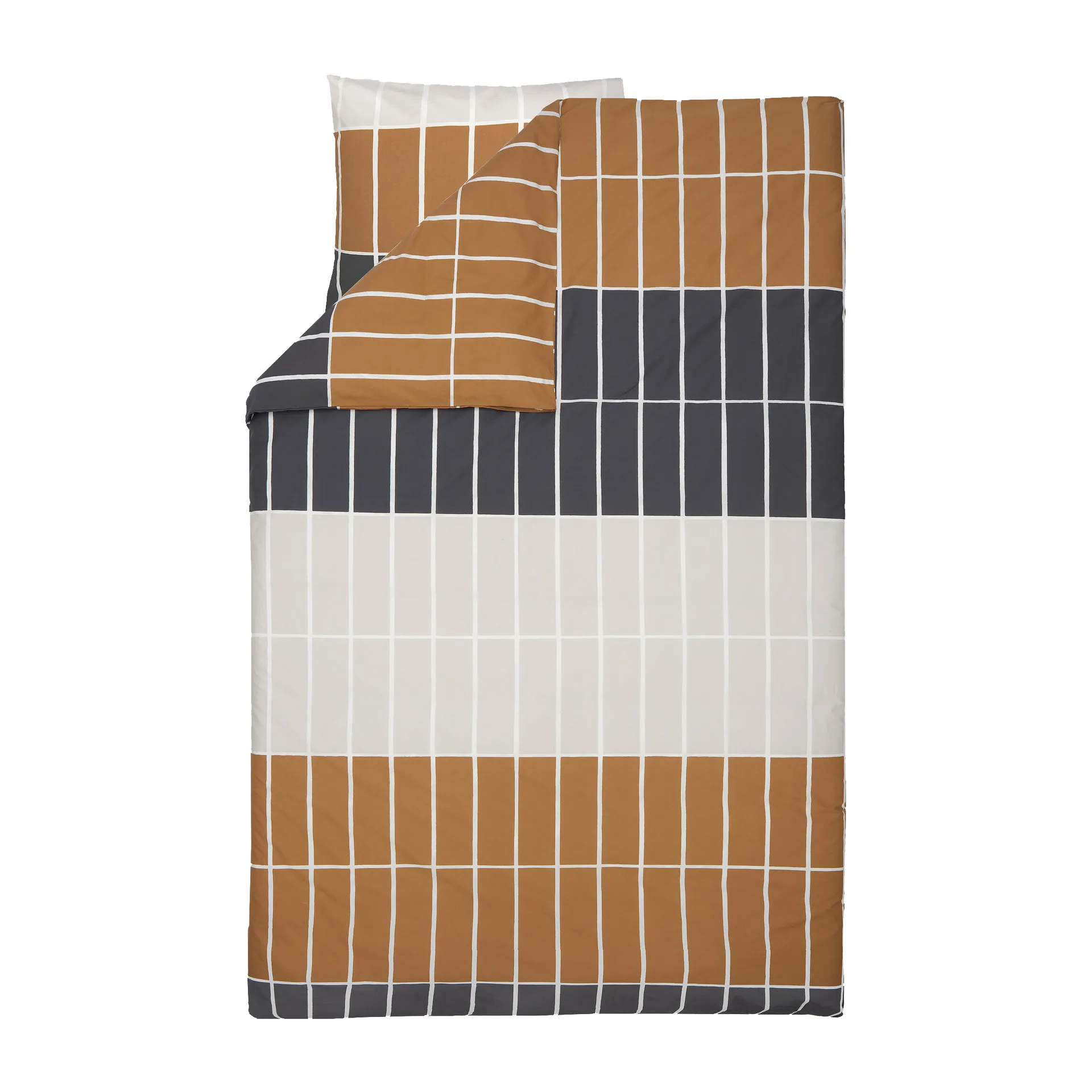 Tiiliskivi duvet cover 150x210 cm, Dark brown-beige-charcoal Marimekko