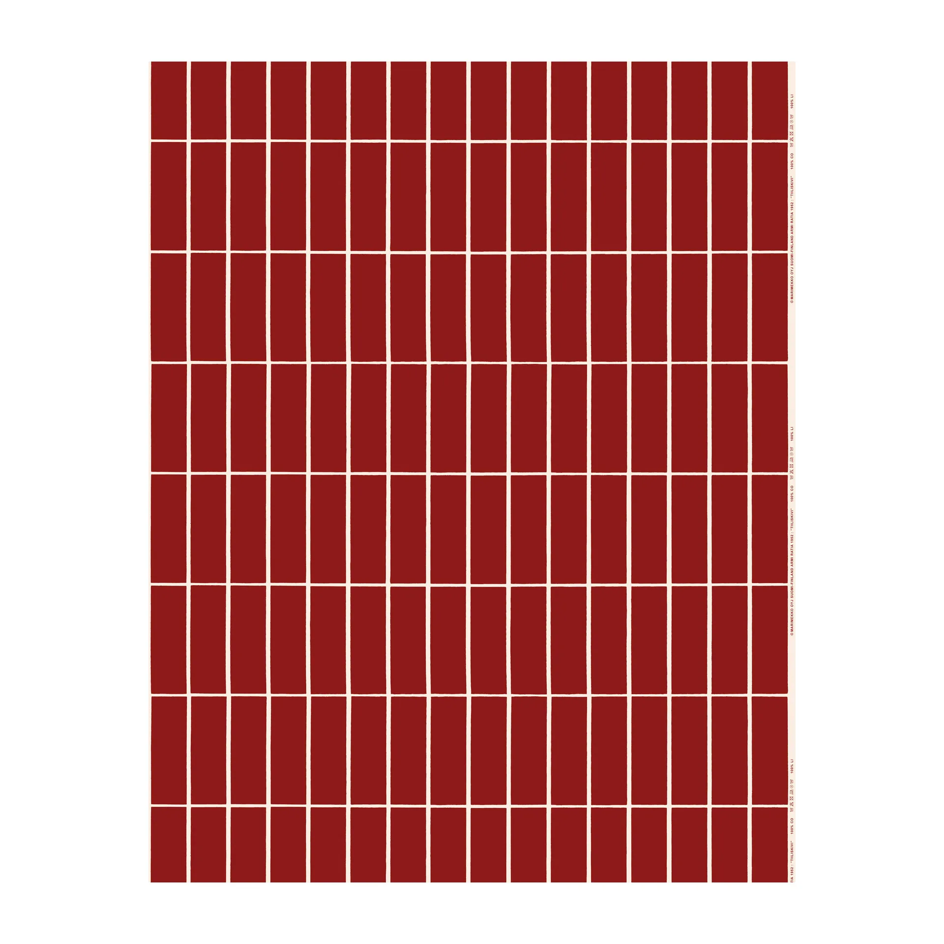 Tiiliskivi satin fabric, Red-beige Marimekko