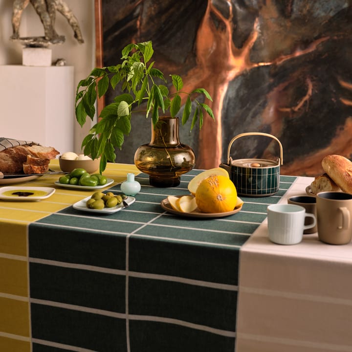 Tiiliskivi table cloth 156x280 cm - yellow-beige-dark green - Marimekko