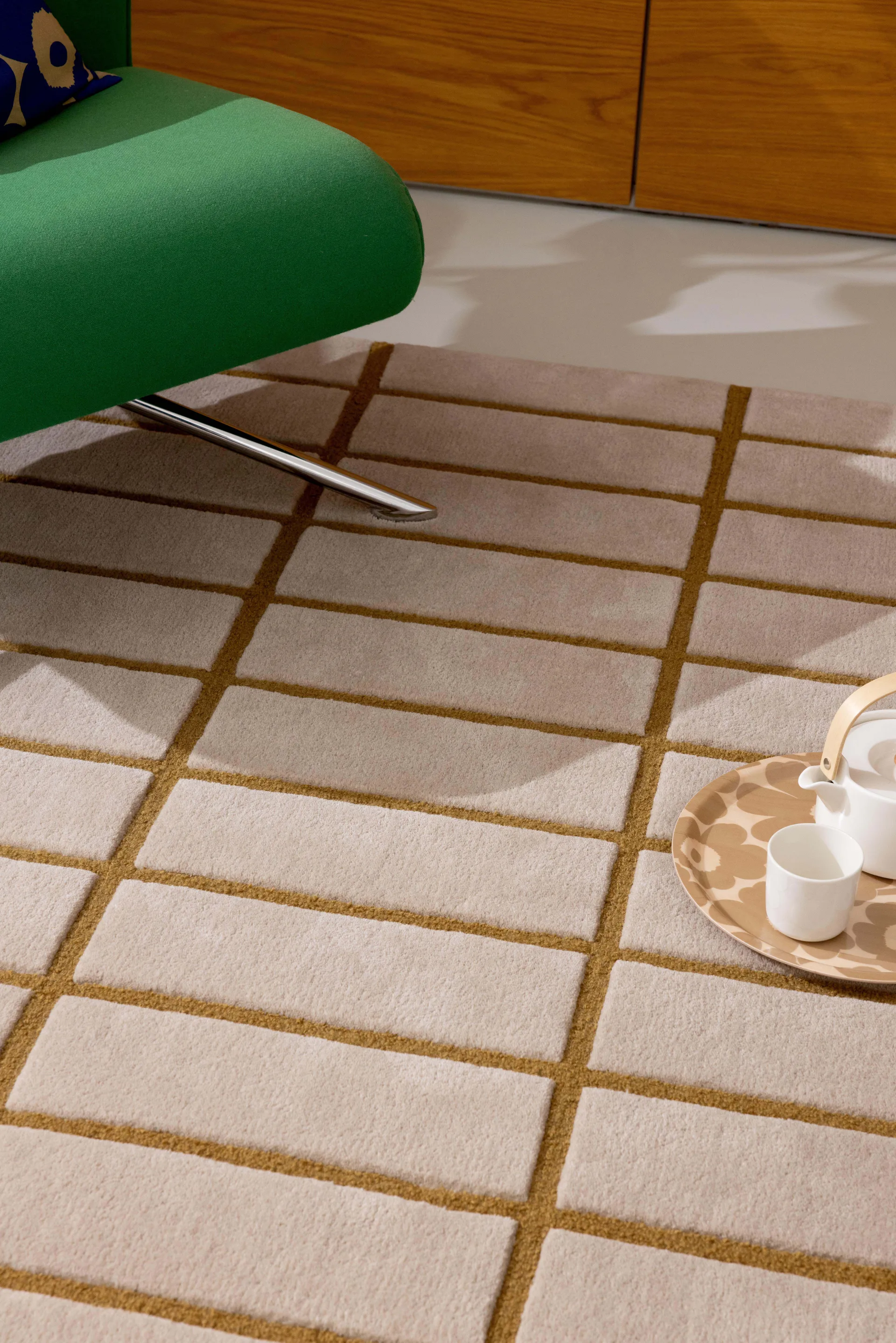 Tiiliskivi wool rug, Bronze yellow, 170x240 cm Marimekko