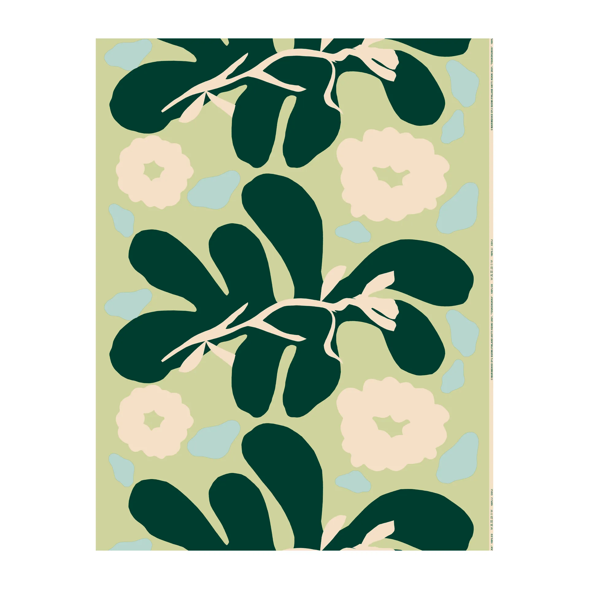 Toukokukka cotton fabric, Green-cotton-mint Marimekko