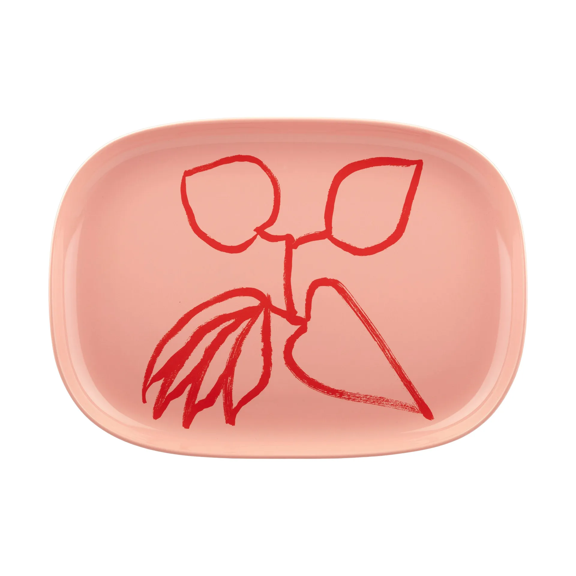 Ukonhattu serving dish 23x32 cm, Salmon red-tomato red Marimekko