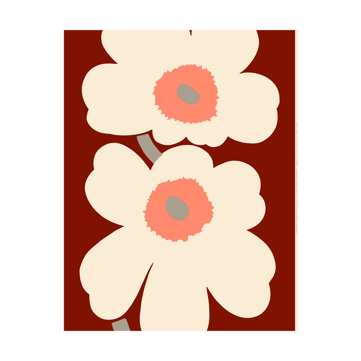 Marimekko Unikko 60 year anniversary fabric cotton satin Dark cherry-cotton-Salmon