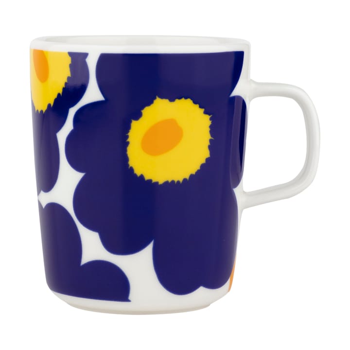 Unikko 60 year anniversary mug 25 cl - White-d. blue-yellow - Marimekko