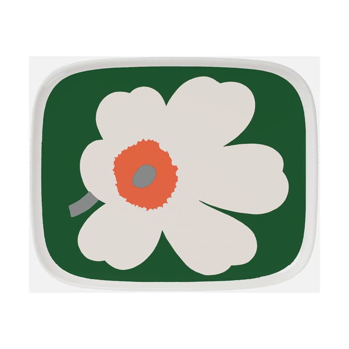 Unikko 60 year anniversary plate 12x15 cm - White-green-orange - Marimekko