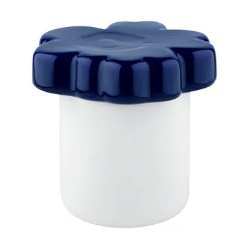 Unikko 60th Anniversary jar Ø6.5x15.5 cm - White-d. blue - Marimekko