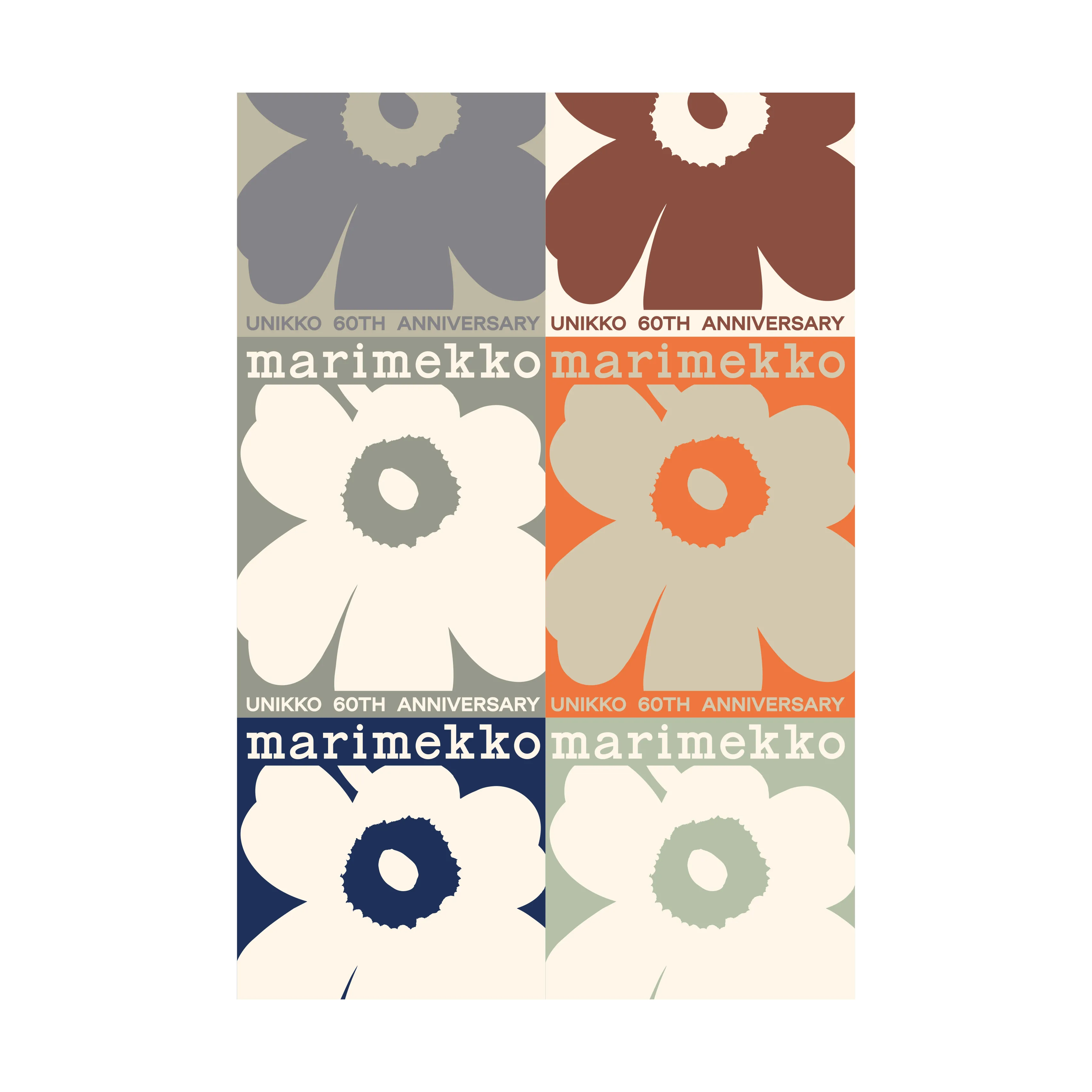 ウニッコ誕生60周年記念デザイン　マリメッコ　コラーシ　ポスター Unikko 60th anniversary poster 70x100 cm from Marimekko