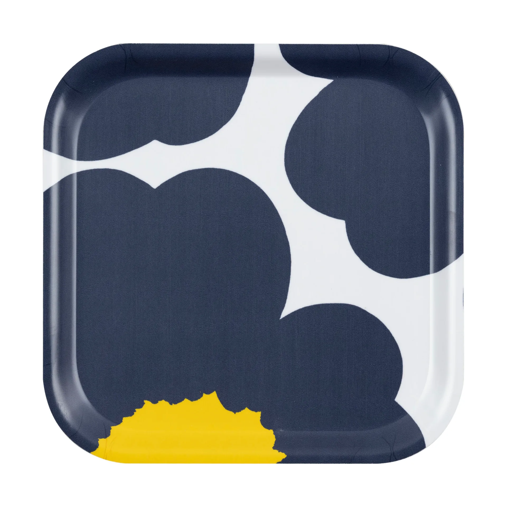 Unikko 60th Anniversary tray 20x20 cm, White-d. blue-yellow Marimekko