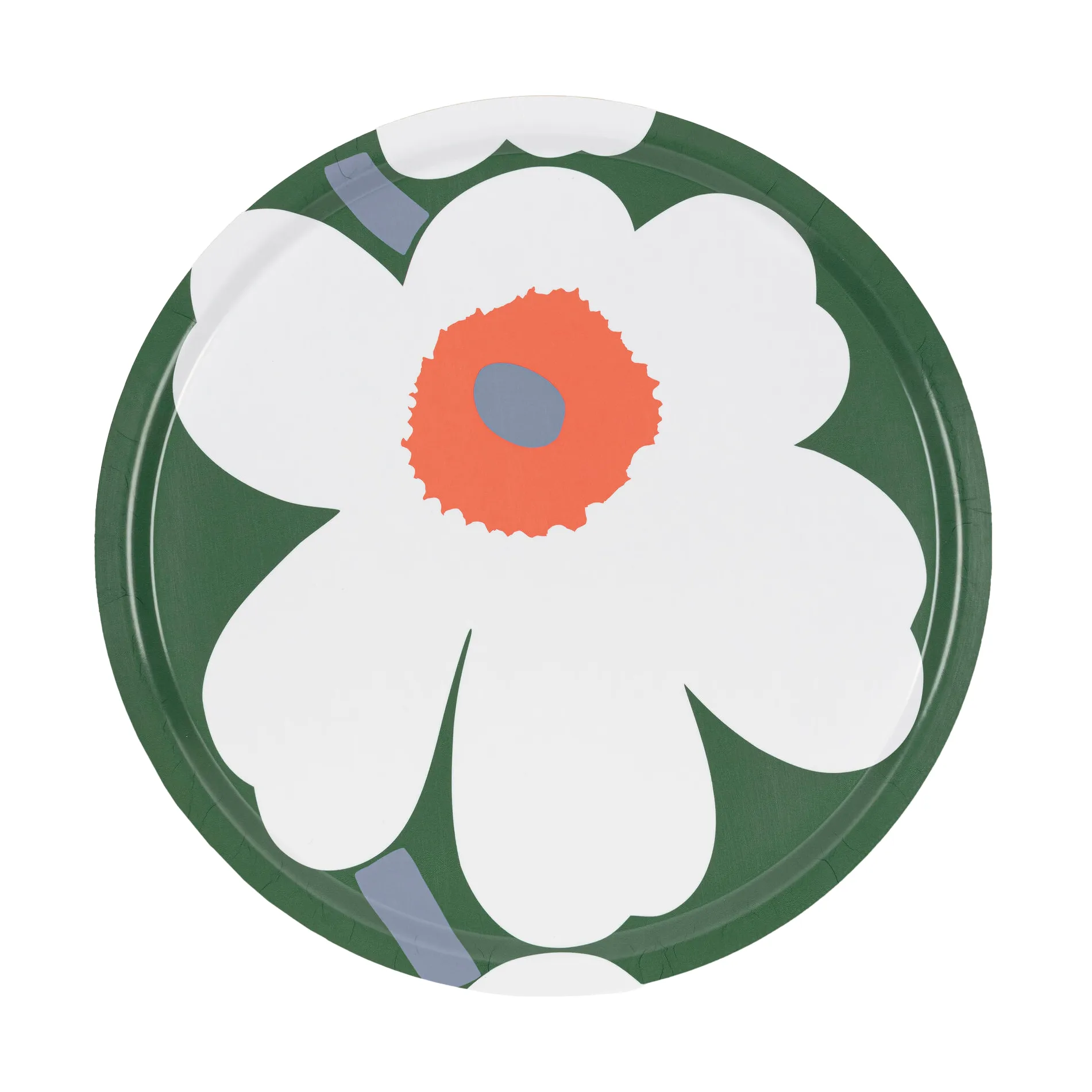 Unikko 60th Anniversary tray Ø46 cm, Green-white-orange Marimekko
