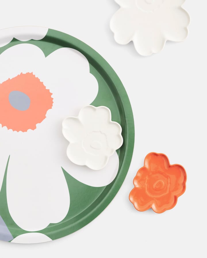 Unikko 60th Anniversary tray Ø46 cm - Green-white-orange - Marimekko