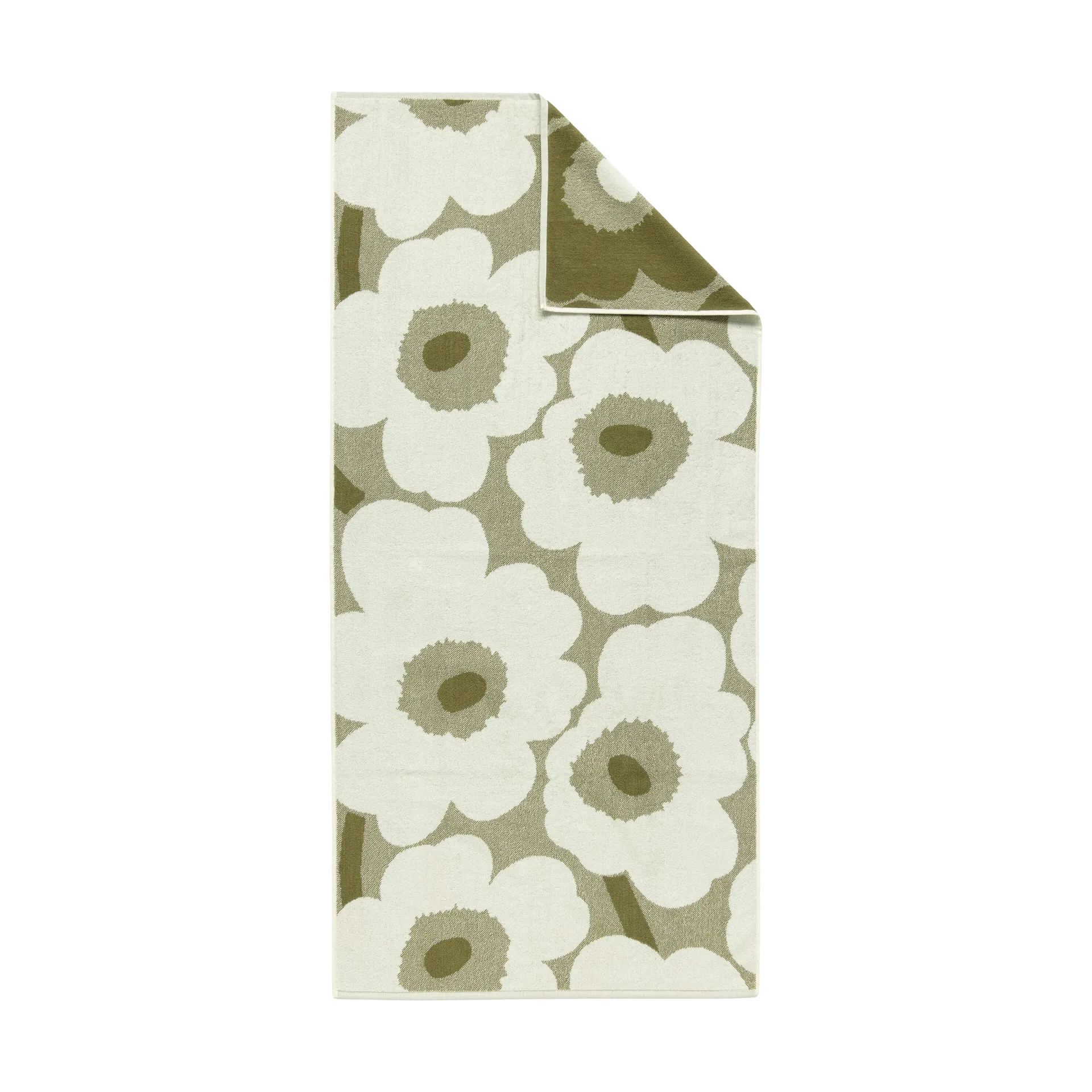 Unikko bath towel 70x150 cm, Green umber-cream Marimekko